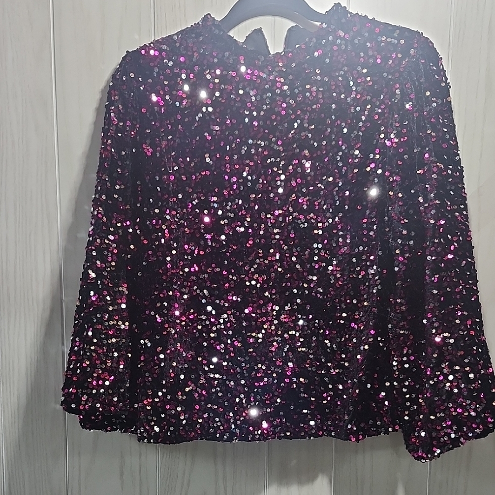 Nanette Lepore Sequin Blouse - Pink and Black